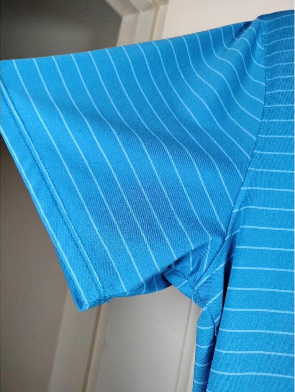 G/FORE Men's Blue Striped Tech Jersey Golf Polo Shirt - Size Medium - Luxury - Picture 3 of 9